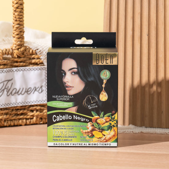 Champú Colorante Cabello Negro – 30 ml x 10 pzs
