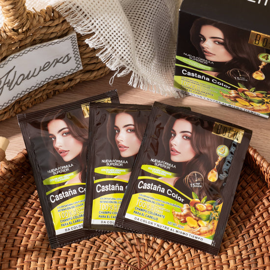 Champú Colorante Cabello Castaña – 30 ml x 10 pzs